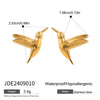 Wholesale Stainless Steel Vintage Geometric Bird Hollow Wings Bead Chain Tassel Ear Clip Earrings Jewelry