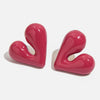Wholesale Stainless Steel Vintage Geometric Pink Oil Dripping Heart Earrings With Electroplating Design For Women