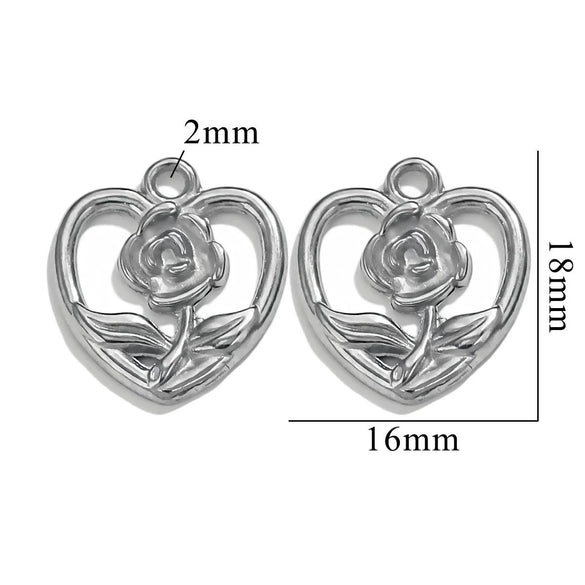 Wholesale Stainless Steel Vintage Strawberry Flower Peach Heart Round Pendant Necklace Bracelet With Electroplating