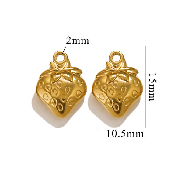 Wholesale Stainless Steel Vintage Strawberry Flower Peach Heart Round Pendant Necklace Bracelet With Electroplating