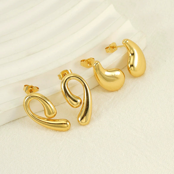 Wholesale 316L Stainless Steel Water Drop Earrings For Women With Electroplating Design