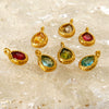 Wholesale Stainless Steel Water Drop Pattern Inlayed 18K Gold Plated Hammered Pendant Jewelry Accessory Charm