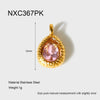 Wholesale Stainless Steel Water Drop Pattern Inlayed 18K Gold Plated Hammered Pendant Jewelry Accessory Charm