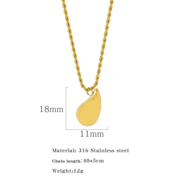 Wholesale Stainless Steel Water Drop Pendant Ochain Necklace Electroplated Unisex Simple Nonfading Highend Jewelry