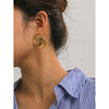 Wholesale Stainless Steel Water Drop Texture Spiral Asymmetric Electroplated Earrings For Women