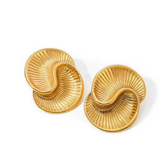 Wholesale Stainless Steel Water Drop Texture Spiral Asymmetric Electroplated Earrings For Women