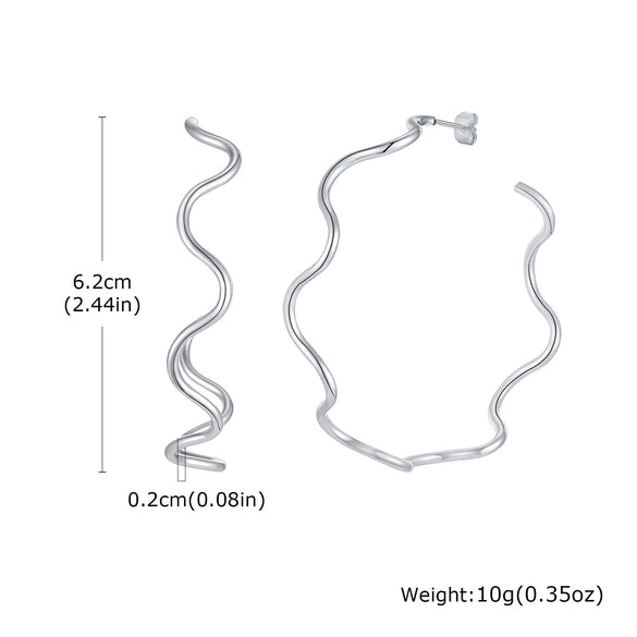 Wholesale Stainless Steel Wave Cshaped Fashion Earrings