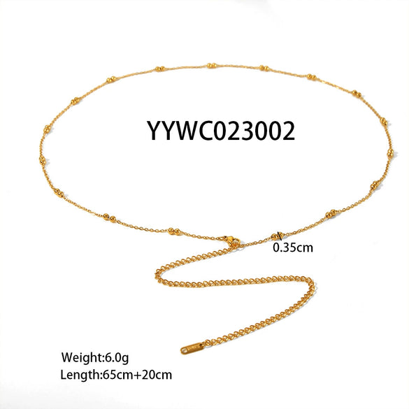Wholesale Stainless Steel Wave Pattern Multi Layer Bead Waist Chain And Necklace With Electroplating For Women Simple Style