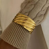 Wholesale Stainless Steel Wavy Open Bracelet With 18K Gold Electroplating Simple Original Design