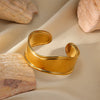 Wholesale Stainless Steel Wide Face Open Bracelet With Plants And Flowers Style Single Plated 18K Gold For Women