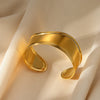 Wholesale Stainless Steel Wide Face Open Bracelet With Plants And Flowers Style Single Plated 18K Gold For Women
