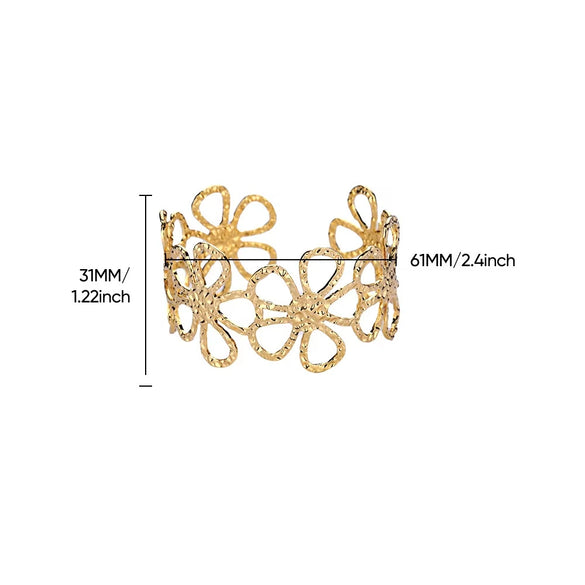 Wholesale Stainless Steel Wide Open Bracelet With Hiphop Style 18K Gold Plated