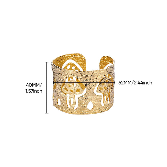 Wholesale Stainless Steel Wide Open Bracelet With Hiphop Style 18K Gold Plated