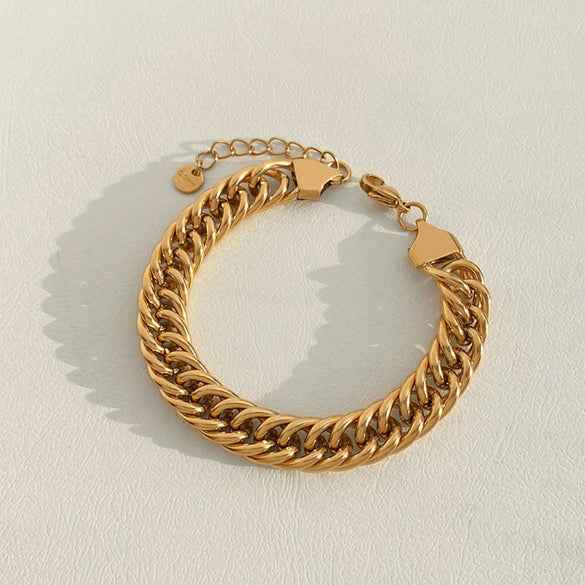Wholesale Stainless Steel Wide Surface Bracelet With Geometric Pattern In Simple Style Pvd Vacuum Furnace Electroplated For Women