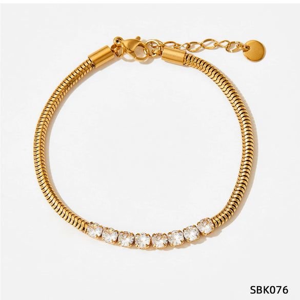 Wholesale Stainless Steel Women's Bracelet Set With Exaggerated Design Sense Wheat Chain Stitching Rhombus Pattern And Electroplating