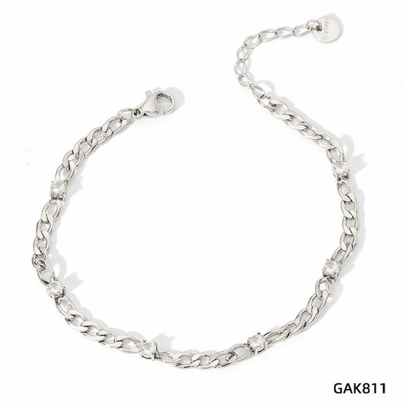 Wholesale Stainless Steel Women's Bracelet Set With Exaggerated Design Sense Wheat Chain Stitching Rhombus Pattern And Electroplating
