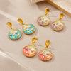 Wholesale Stainless Steel Women's Cartoon Geometric Dripping Oil Ocean Wind Pendant Earrings With Scallop Starfish Shell