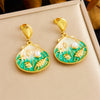 Wholesale Stainless Steel Women's Cartoon Geometric Dripping Oil Ocean Wind Pendant Earrings With Scallop Starfish Shell