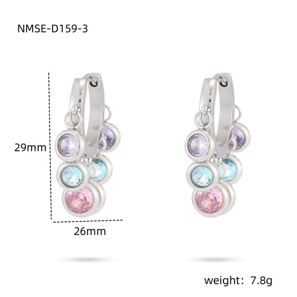 Wholesale Stainless Steel Women's Earrings Fashionable Light Luxury Geometric 18K Vacuum Goldplated With Diamond Embedded