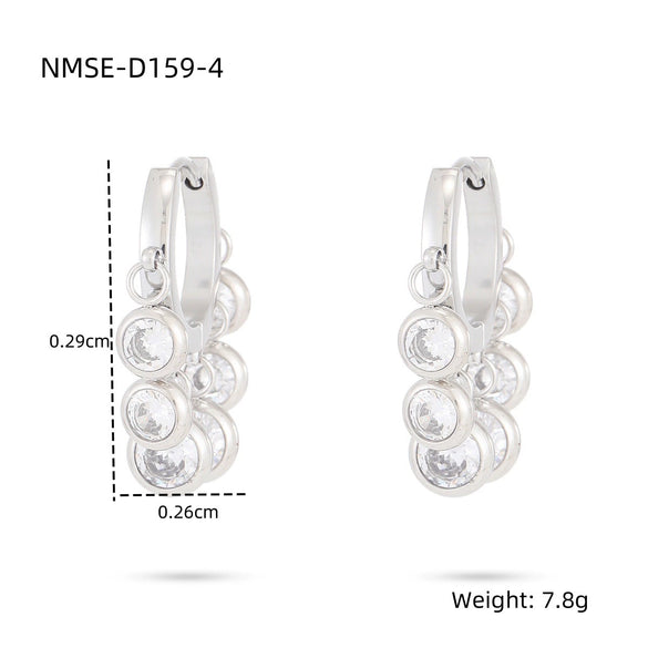 Wholesale Stainless Steel Women's Earrings Fashionable Light Luxury Geometric 18K Vacuum Goldplated With Diamond Embedded