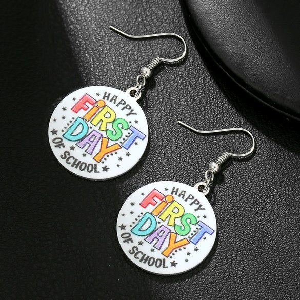 Wholesale Stainless Steel Women's Earrings Geometric Drop Shape Electroplating Letter Style