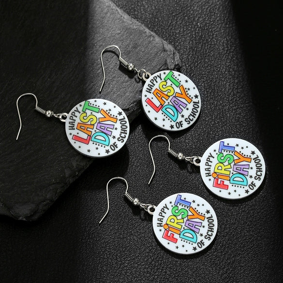 Wholesale Stainless Steel Women's Earrings Geometric Drop Shape Electroplating Letter Style