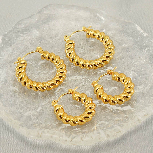 Wholesale Stainless Steel Women's Earrings Geometric Spiral Design Retro Electroplated Light Luxury Fashion