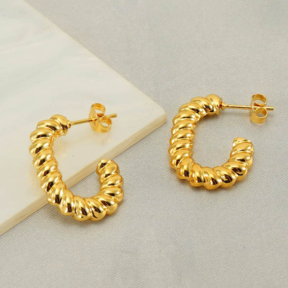 Wholesale Stainless Steel Women's Earrings Geometric Spiral Design Retro Electroplated Light Luxury Fashion