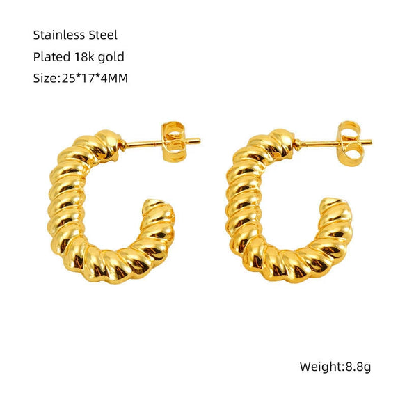 Wholesale Stainless Steel Women's Earrings Geometric Spiral Design Retro Electroplated Light Luxury Fashion