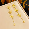 Wholesale Stainless Steel Women's Earrings Gold Plated Love Tassel With Heart Drop Geometric Pattern