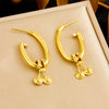 Wholesale Stainless Steel Women's Earrings Gold Plated Love Tassel With Heart Drop Geometric Pattern