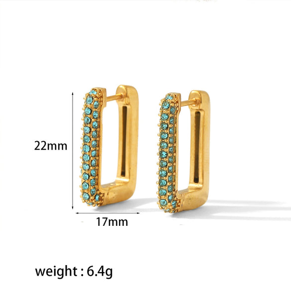 Wholesale Stainless Steel Women's Earrings Inlaid With White Stones Geometric Ushape Highend Niche Electroplated And Haoshi Inlaid