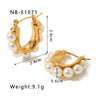 Wholesale Stainless Steel Women's Earrings Inlaid With Zircon Rice Beads C Shaped Geometric 18K Vacuum Plated In Furnace