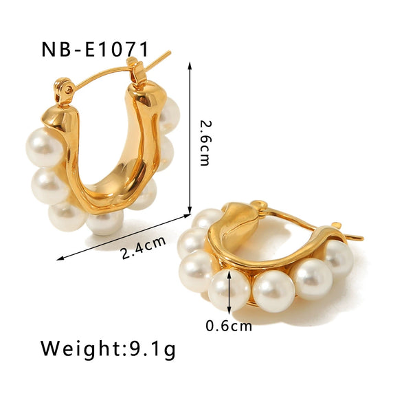 Wholesale Stainless Steel Women's Earrings Inlaid With Zircon Rice Beads C Shaped Geometric 18K Vacuum Plated In Furnace