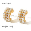 Wholesale Stainless Steel Women's Earrings Inlaid With Zircon Rice Beads C Shaped Geometric 18K Vacuum Plated In Furnace
