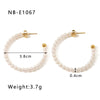 Wholesale Stainless Steel Women's Earrings Inlaid With Zircon Rice Beads C Shaped Geometric 18K Vacuum Plated In Furnace