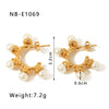 Wholesale Stainless Steel Women's Earrings Inlaid With Zircon Rice Beads C Shaped Geometric 18K Vacuum Plated In Furnace