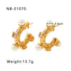 Wholesale Stainless Steel Women's Earrings Inlaid With Zircon Rice Beads C Shaped Geometric 18K Vacuum Plated In Furnace