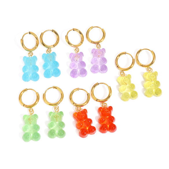 Wholesale Stainless Steel Women's Earrings With Animal And Fruit Patterns Electroplated In Youth Hot Girl Style