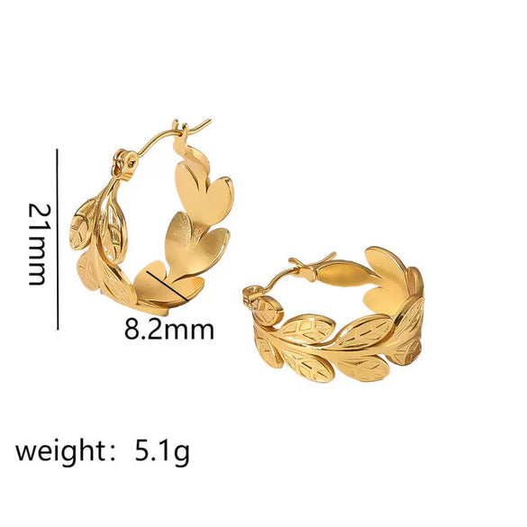Wholesale Stainless Steel Women's Earrings With Heart Leaves Geometric Pattern Electroplated