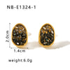 Wholesale Stainless Steel Women's Earrings With Inlaid Color Zircon In Irregular Shape And Geometric Pattern 18K Vacuum Plated In Furnace