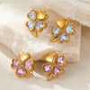 Wholesale Stainless Steel Women's Fashion Earrings With Flower And Geometric Pattern And Electroplating Design