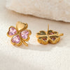 Wholesale Stainless Steel Women's Fashion Earrings With Flower And Geometric Pattern And Electroplating Design