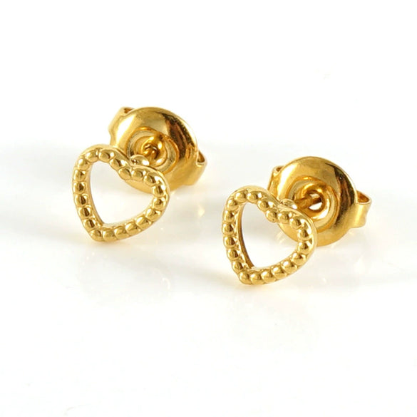 Wholesale Stainless Steel Women's Fashion Earrings With Heart Pattern And Electroplating Treatment