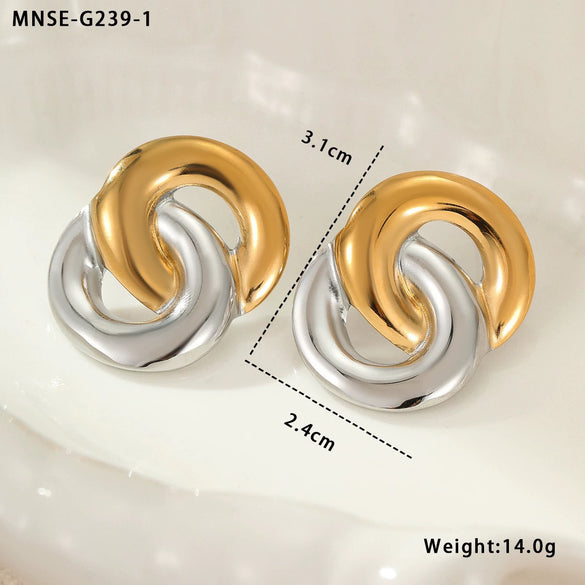 Wholesale Stainless Steel Women's Fashion Geometric Wave Electroplated Earrings