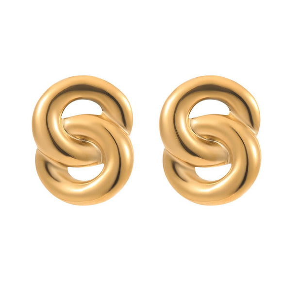 Wholesale Stainless Steel Women's Fashion Geometric Wave Electroplated Earrings