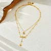 Wholesale Stainless Steel Women's Fashionable Simple Elegant Stacked Multilayered Heart Pendant Necklace With Electroplating