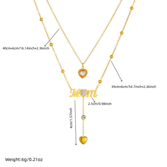 Wholesale Stainless Steel Women's Fashionable Simple Elegant Stacked Multilayered Heart Pendant Necklace With Electroplating