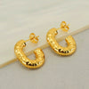 Wholesale Stainless Steel Women's Geometric Cshaped Retro Light Luxury Electroplated Earrings