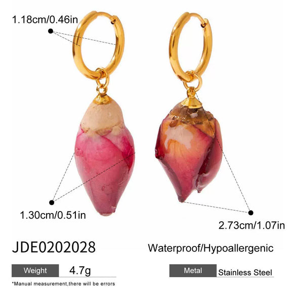 Wholesale Stainless Steel Women's Geometric Dried Flower Bud Earrings With Electroplating Design